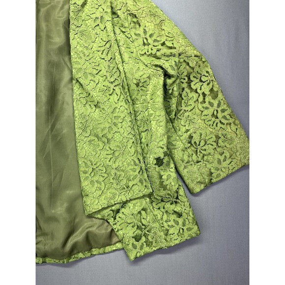 VTG Hand Made by Minnie Griffith Green Lace Floral Jacket XS/S - Picture 2 of 15